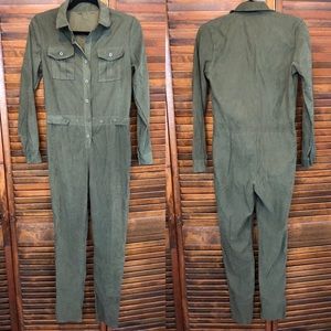 Sueded Army Green Jumpsuit